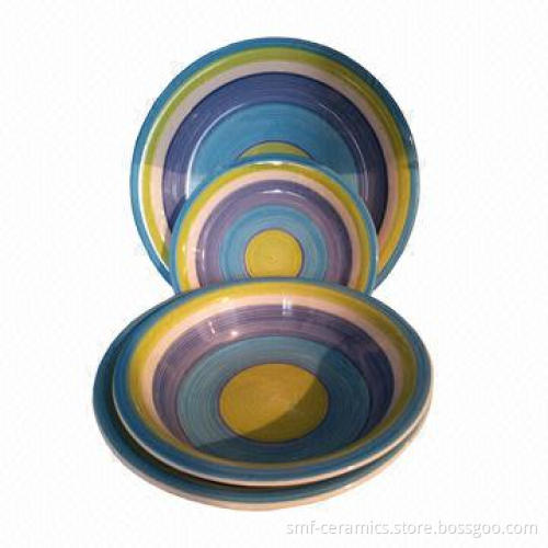 18-piece Ceramic Dinnerware Set with Color Glazed, FDA, 84/500/EEC, LFGB Standard